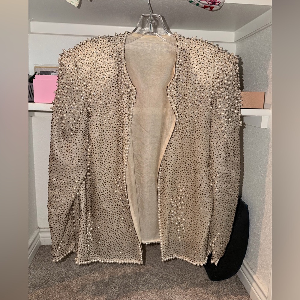 Vintage Victoria Royal Ltd Studded Cream Blazer